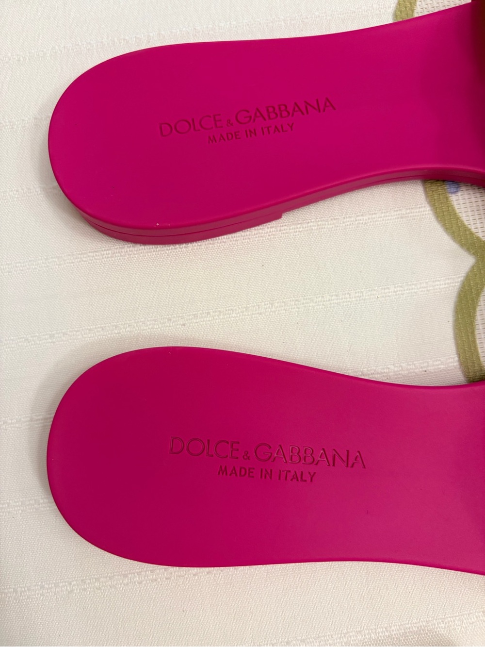 Dolce & Gabbana Hot Pink Logo Slide Sandals - Picture 10 of 11